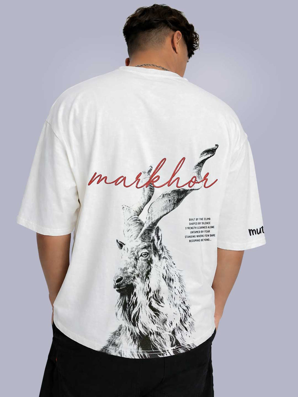Wild Markhor- Oversized White T-Shirt